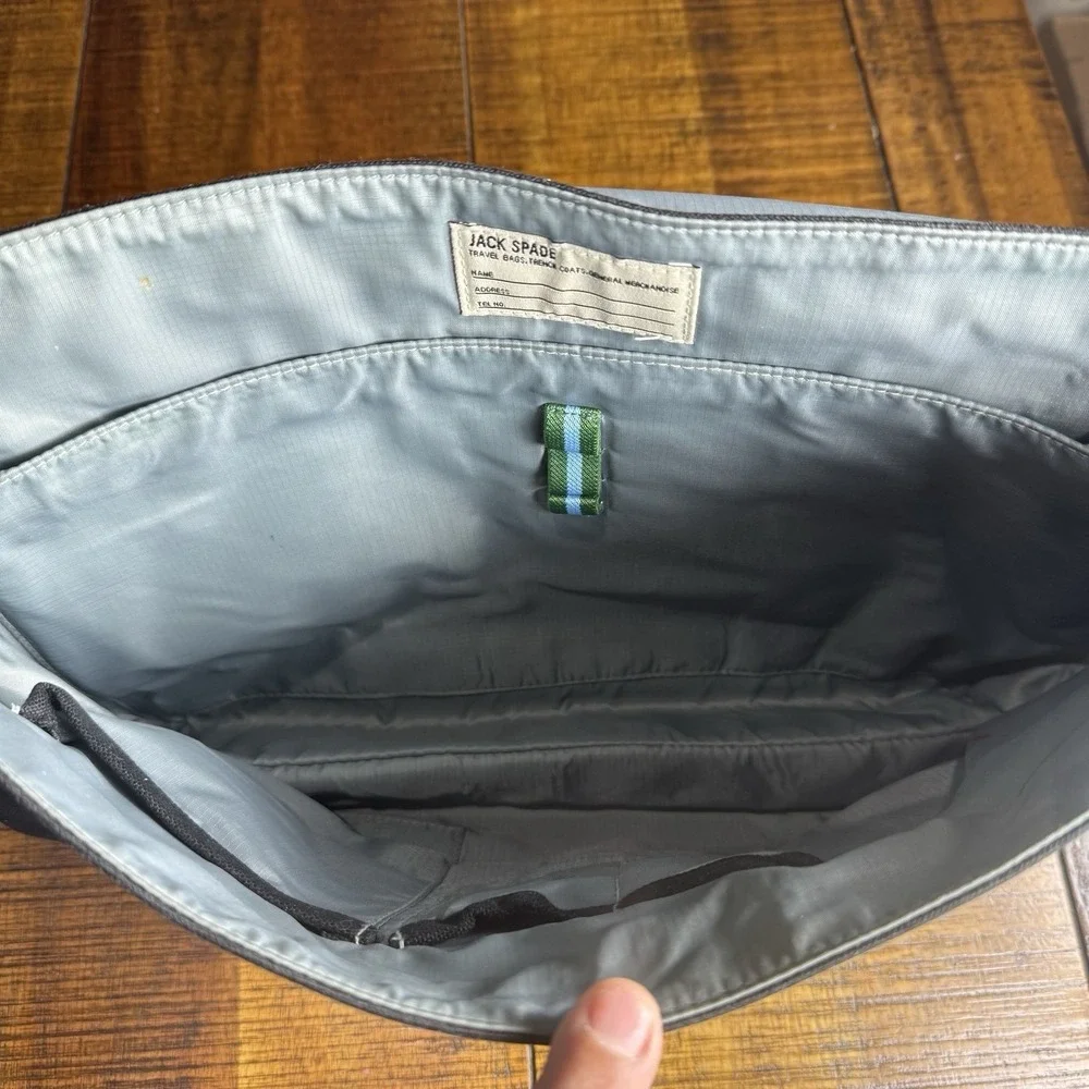Jack Spade Greene St Messenger Bag Black Canvas Laptop Commuter Bag EUC‎